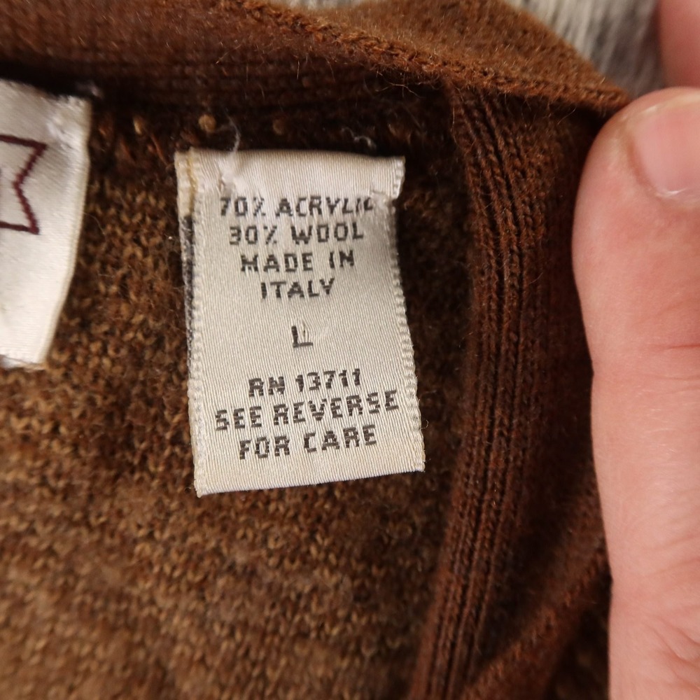 John Ashford Tan/Brown Herringbone Men's Cardigan - Picture 4 of 9